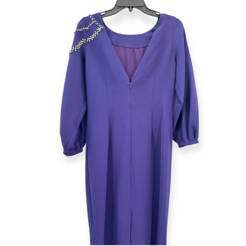 Sachin & Babi NEW Giselle Crepe Embellished Gown Amethyst Purple $1,095 Size 2 - Picture 11 of 13